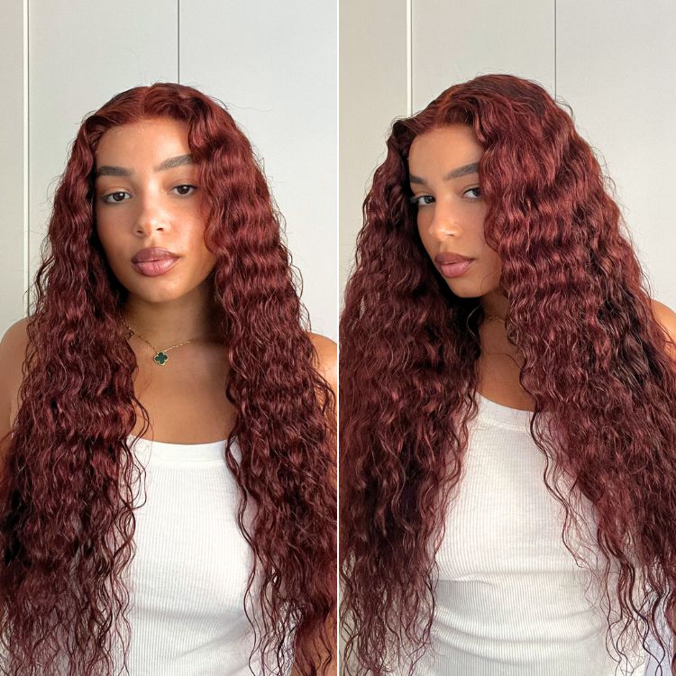 Retro Trends Dark Reddish Brown Ocean Wave Glueless 5x5 Closure Lace Long Wig - US Only - Image 3