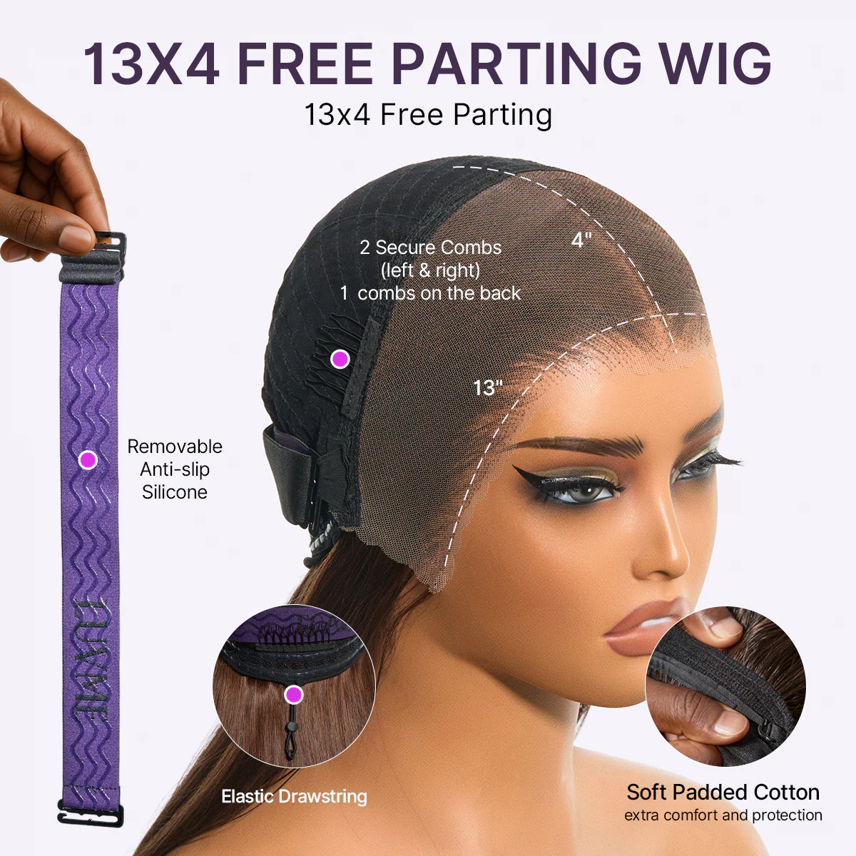 Rich Chocolate Brown Silky Straight 180% Density Glueless 13x4 Lace Frontal Wig Pre-Cut Lace - Image 11