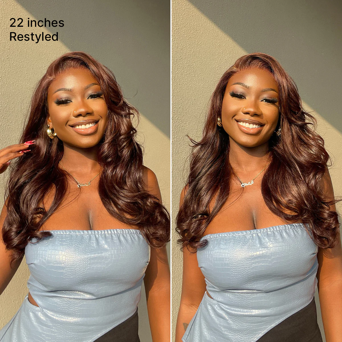 Rich Chocolate Brown Silky Straight 180% Density Glueless 13x4 Lace Frontal Wig Pre-Cut Lace - Image 2