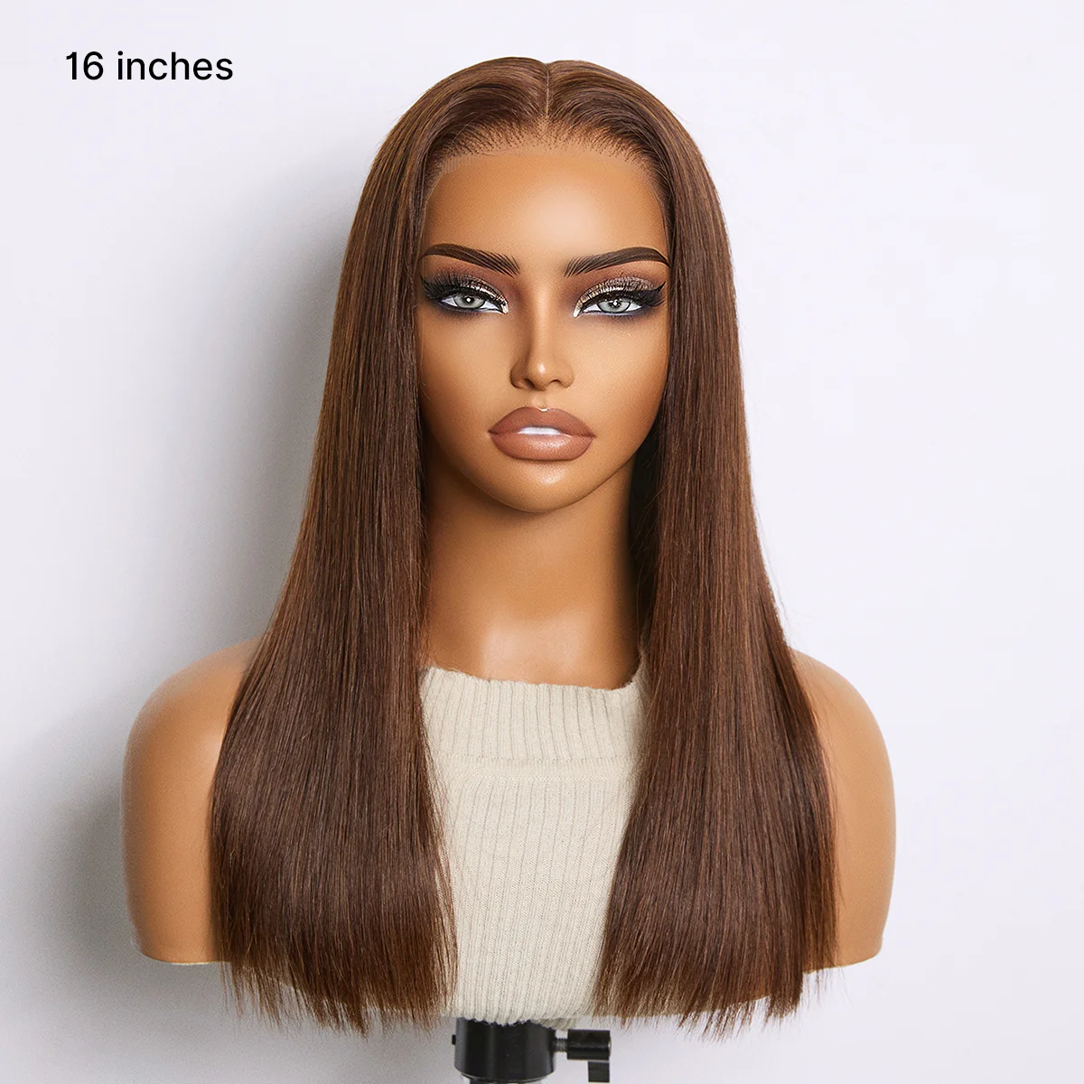 Rich Chocolate Brown Silky Straight 180% Density Glueless 13x4 Lace Frontal Wig Pre-Cut Lace - Image 8