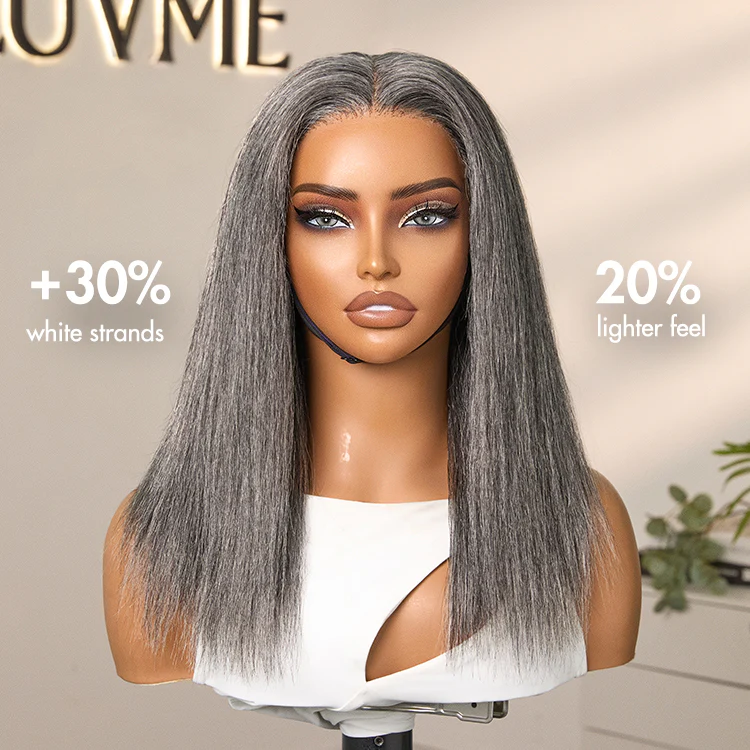 Luvme Hair 180% Density Salt and Pepper Straight Glueless Minimalist HD Lace T Part Grey Wig Pre-Cut Lace - Image 6