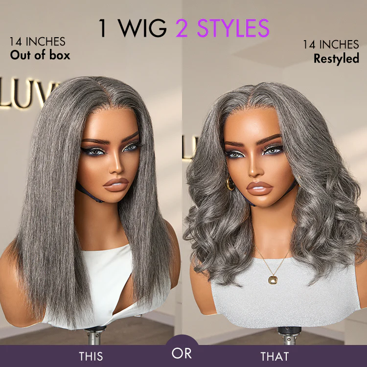 Luvme Hair 180% Density Salt and Pepper Straight Glueless Minimalist HD Lace T Part Grey Wig Pre-Cut Lace - Image 7