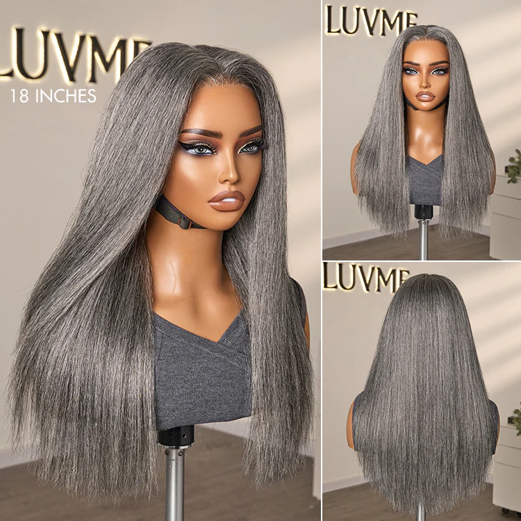 Luvme Hair 180% Density Salt and Pepper Straight Glueless Minimalist HD Lace T Part Grey Wig Pre-Cut Lace - Image 8