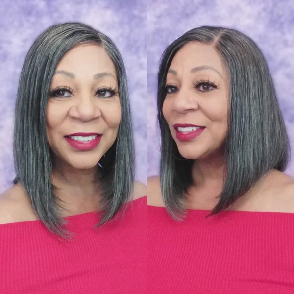 Salt & Pepper Color 4x4 closure Bob Wig - US Only - Image 3