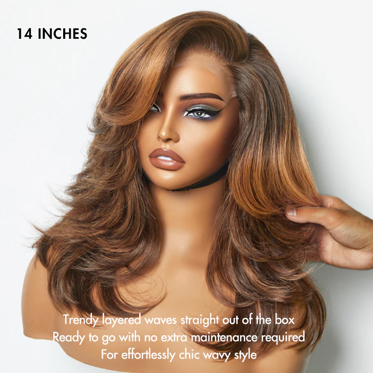 Shake Shape™ | Effortlessly Chic Layered Haircut Wavy Glueless HD Minimalist Lace Short Wig - Image 11