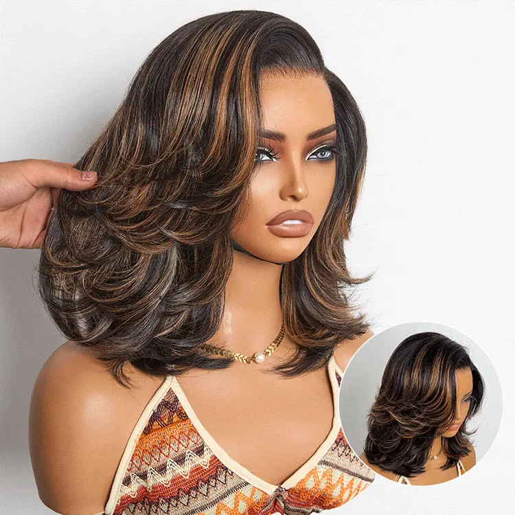 Shake Shape™ | Effortlessly Chic Layered Haircut Wavy Glueless HD Minimalist Lace Short Wig - Image 18