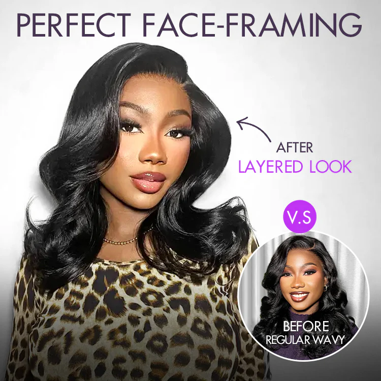 Shake Shape™ | Effortlessly Chic Layered Haircut Wavy Glueless HD Minimalist Lace Short Wig - Image 5