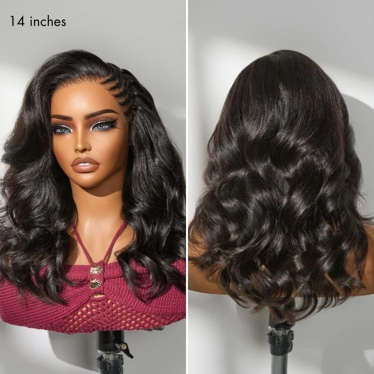 Readitress™ Side Braided Yaki Body Wave Glueless Ear-to-ear 13x6 Frontal HD Lace Wig Human Hair Flexi-Fit Drawstring Cap - Image 7