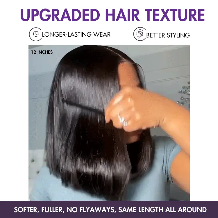 PreMax Wigs | Silky Blunt Cut Glueless 2x6 / 5x5 Closure Lace Shoulder Length Bob Wig Pre Plucked & Bleached - Image 2