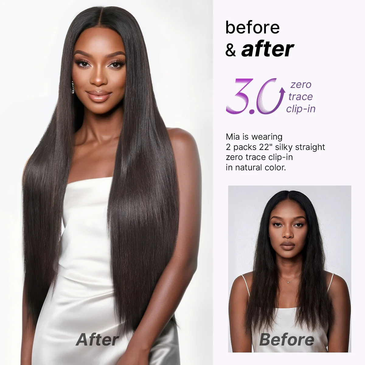 Silky Straight 0.59mm Zero Trace Invisible Clip in Hair Extensions 100g 7pcs / 6pcs Seamless Blend & Lightweight for Daily Styling - Image 7