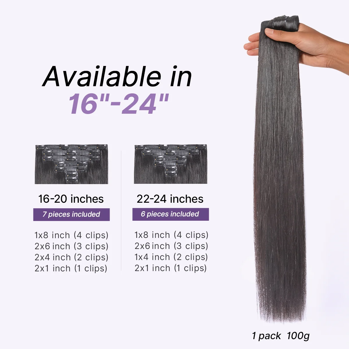 Silky Straight 0.59mm Zero Trace Invisible Clip in Hair Extensions 100g 7pcs / 6pcs Seamless Blend & Lightweight for Daily Styling - Image 9