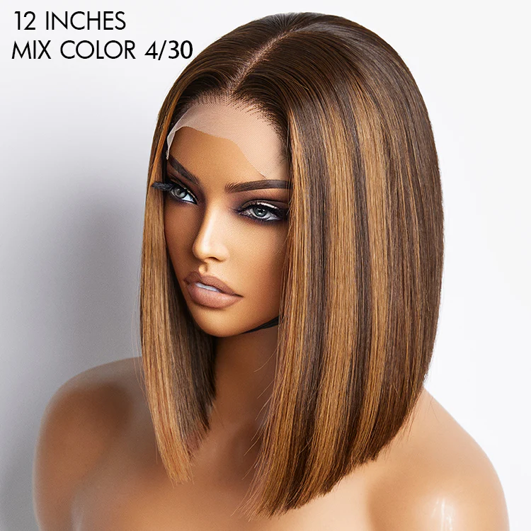 Glueless Sleek Piano Highlights 4x4 Closure Bob Wig 100% Human Hair- US Only - Image 2