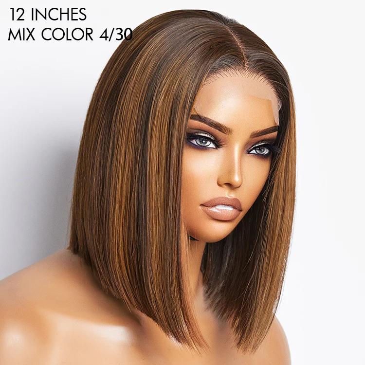 Glueless Sleek Piano Highlights 4x4 Closure Bob Wig 100% Human Hair- US Only - Image 3
