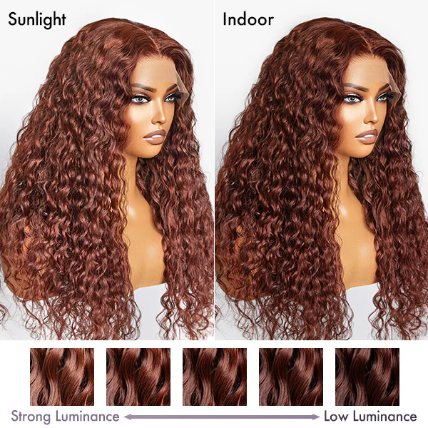 Final Restock | Casual Reddish Brown Curly 5x5 Closure Lace Glueless Mid Part Long Wig - US Only - Image 5