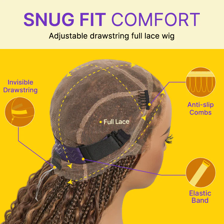 Special Deal | HD Full Lace Knotless Boho Curls Braided Bob Wig Flexi Fit Invisi Drawstring Cap Pre-Cut Lace - Image 9
