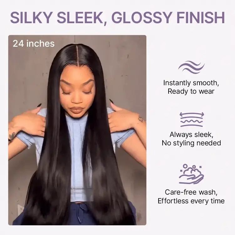 Special Offer | PreMax Wigs | Super Natural Hairline Silky Straight Glueless 13x4 Frontal Lace Wig Human Hair Pre-Cut Lace - Image 3