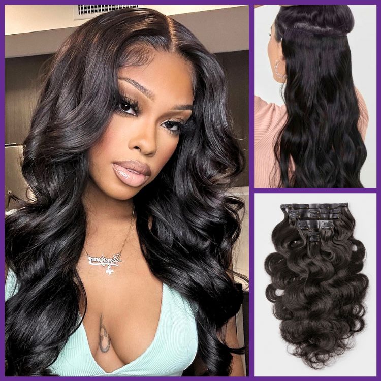 Straight / Body Wave / Kinky Curly / Yaki Straight / Kinky Straight / Messy Curly Clip in Hair Extensions Real Human Hair Pieces 135g 9pcs / 7pcs with Free Gift - Image 11