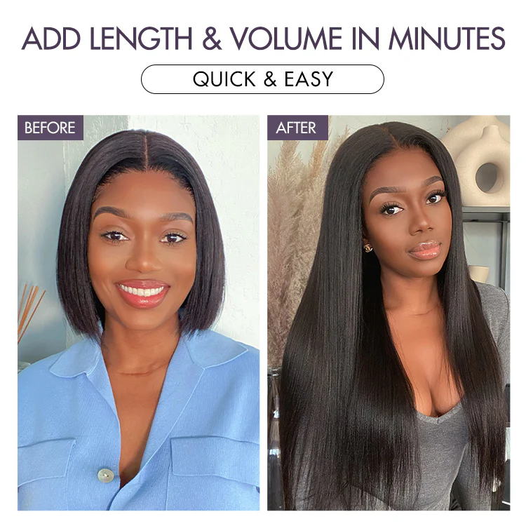 Straight / Body Wave / Kinky Curly / Yaki Straight / Kinky Straight / Messy Curly Clip in Hair Extensions Real Human Hair Pieces 135g 9pcs / 7pcs with Free Gift - Image 3