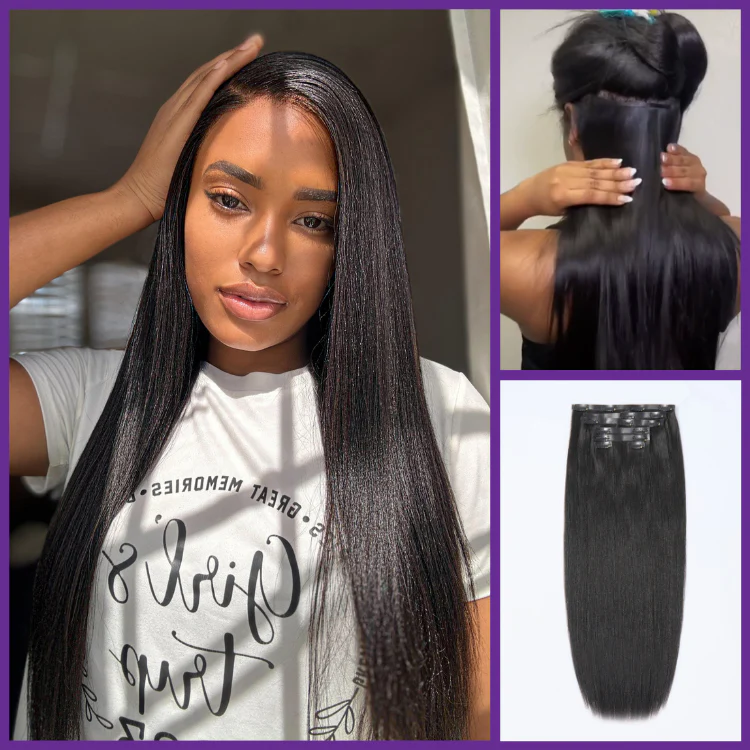 Straight / Body Wave / Kinky Curly / Yaki Straight / Kinky Straight / Messy Curly Clip in Hair Extensions Real Human Hair Pieces 135g 9pcs / 7pcs with Free Gift - Image 6