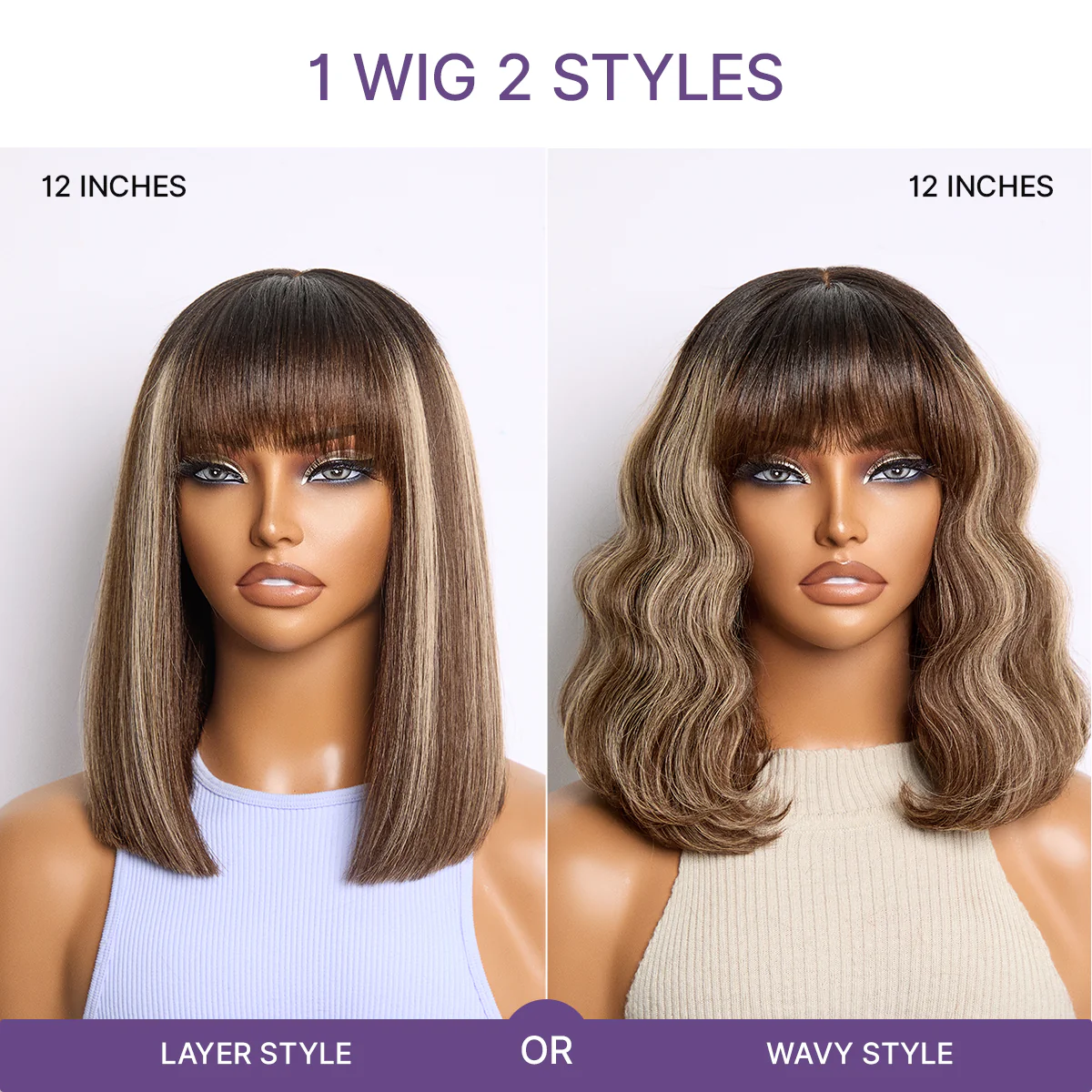 Weekly Special | Put On and Go Realistic Glueless Yaki Straight Bob with Bangs Minimalist Lace Wig 100% Human Hair - Image 13