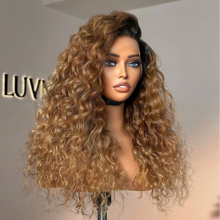 Sun-kissed Ombre Blonde Water Wave Glueless 13x4 Frontal Lace Wig Free Part - US Only - Image 4