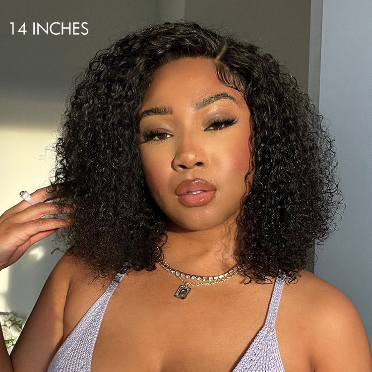 Full Kinky Curly 5x5 Closure HD Lace Glueless Side Part Neck Length Wig 100% Human Hair - US Only - Image 3