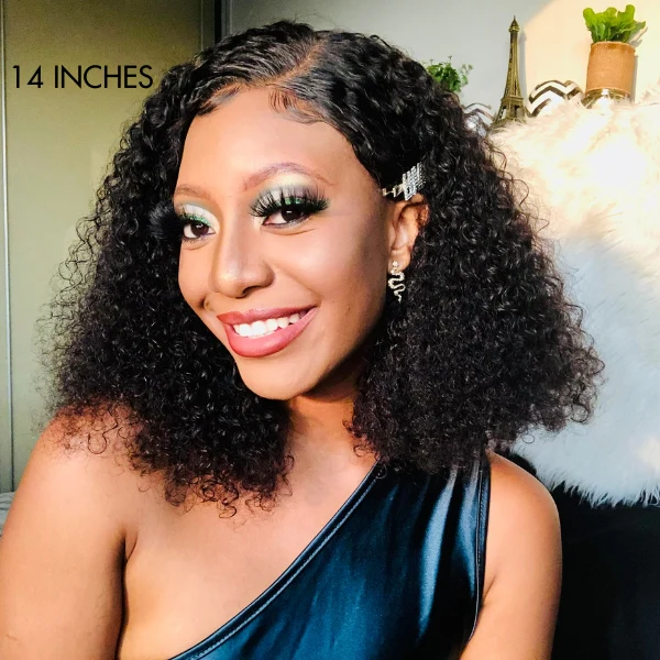 Full Kinky Curly 5x5 Closure HD Lace Glueless Side Part Neck Length Wig 100% Human Hair - US Only - Image 4