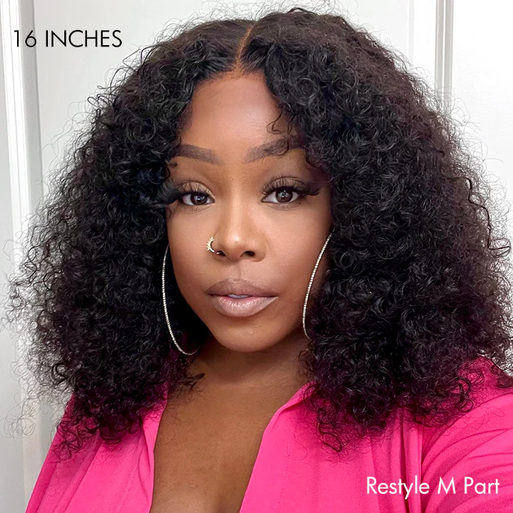 Full Kinky Curly 5x5 Closure HD Lace Glueless Side Part Neck Length Wig 100% Human Hair - US Only - Image 6