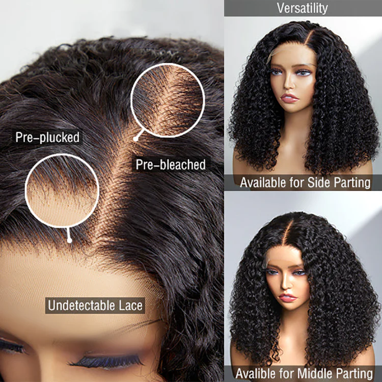 Full Kinky Curly 5x5 Closure HD Lace Glueless Side Part Neck Length Wig 100% Human Hair - US Only - Image 9