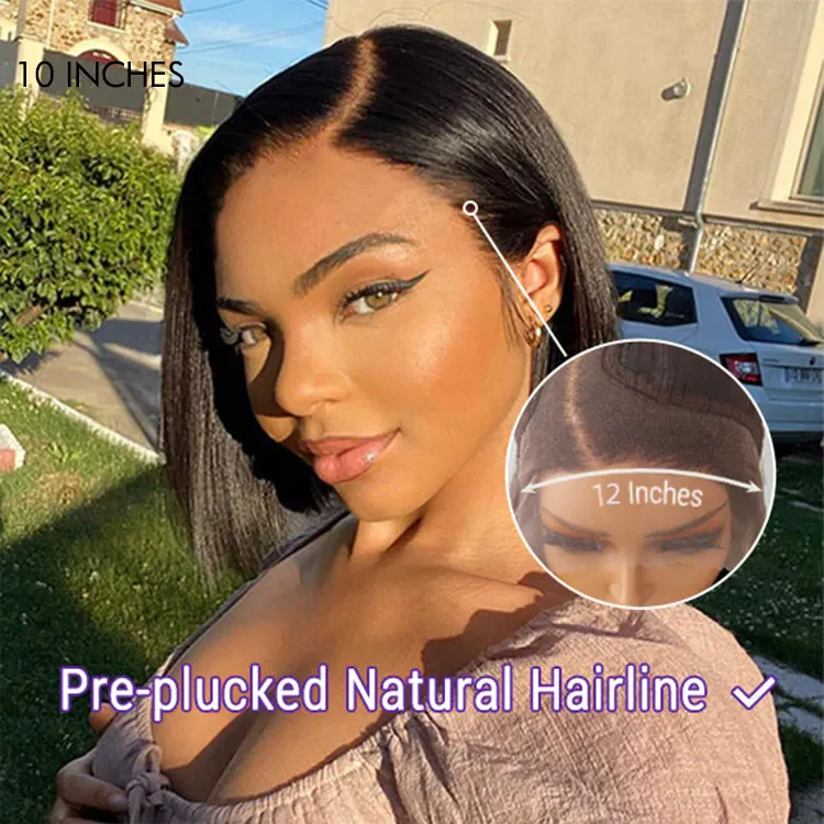 PreMax Wigs - Natural Black / Blonde Highlight C Part Glueless Lace Front Bob Wig Pre-cut Lace - Image 6