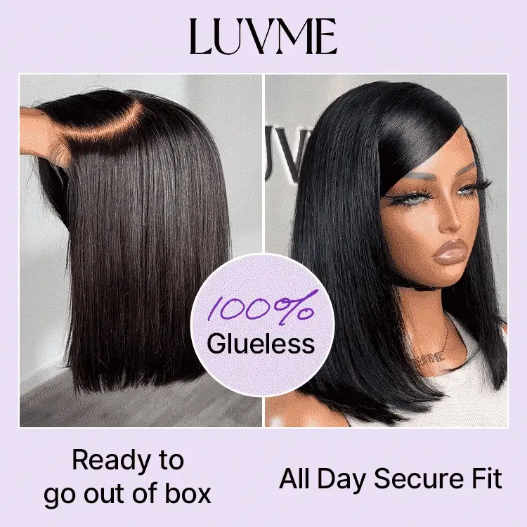 Swoop Bangs Breathable Cap Deep Left C Part Silky Straight Glueless 5x5 Closure Lace Bob Wig - Image 8