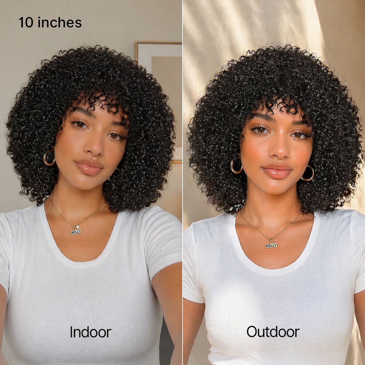 Throw On & Go 200% Density Natural Black Afro Curly No Lace Glueless Short Wig - Image 10
