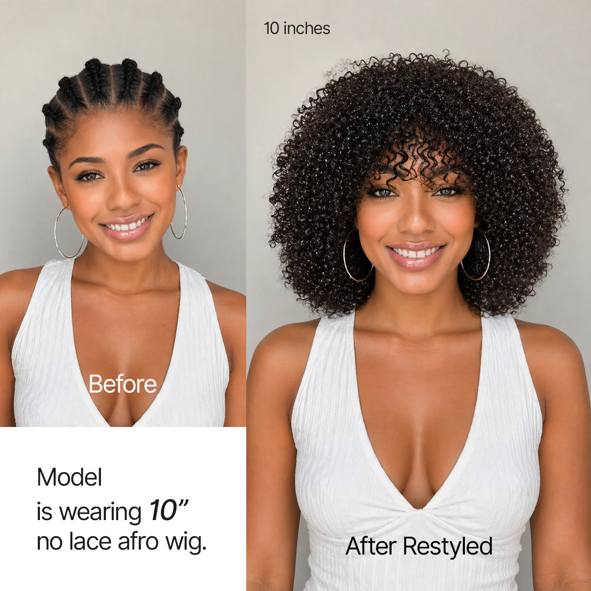 Throw On & Go 200% Density Natural Black Afro Curly No Lace Glueless Short Wig - Image 4