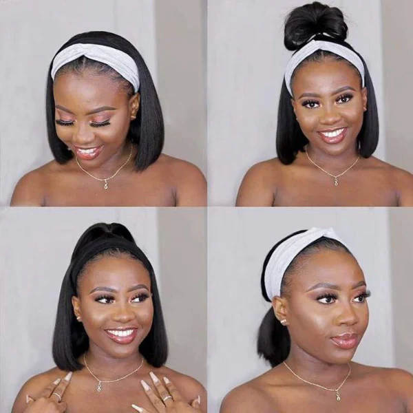 Throw On & Go | Affordable Headband Bob Wig 100% Human Hair (Get 2 Free Trendy Headbands) - Image 3