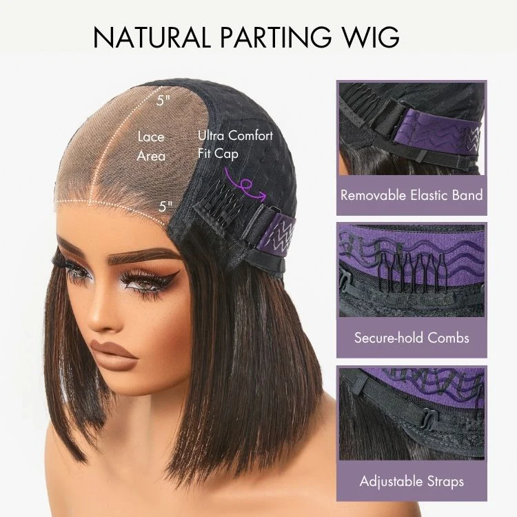 Tiktok Exclusive Deal | Blonde Highlight / Brown Highlight Short Layered Bob Wig Glueless 5x5 Closure Pre-Cut Lace Wig - Image 16
