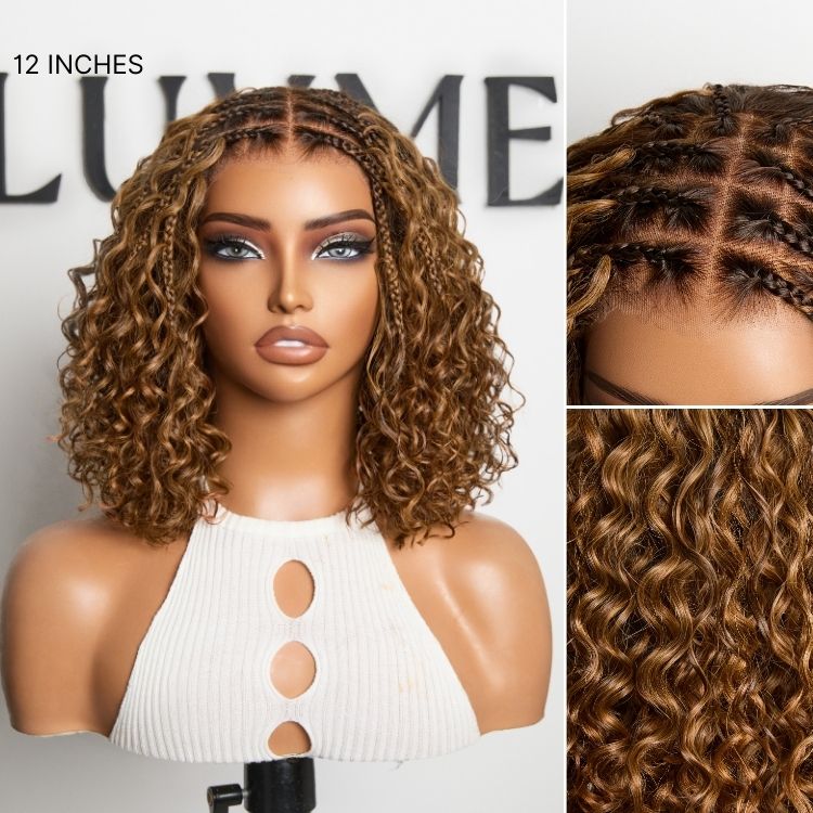 Tiktok Exclusive Deal | Boho Braids Deep Curly Glueless 5x5 Closure Lace with Braided Top Human Hair Wig Pre-Cut Lace - Image 8