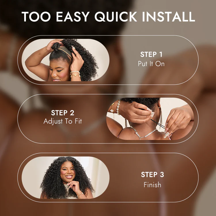 Tiktok Exclusive Deal | Luvme Too Easy Texture™ 3-In-1 Half Wig 180% Density Kinky Curly / Yaki Straight / Water Wave Glueless Flexi-Fit Drawstring Wig - Image 11