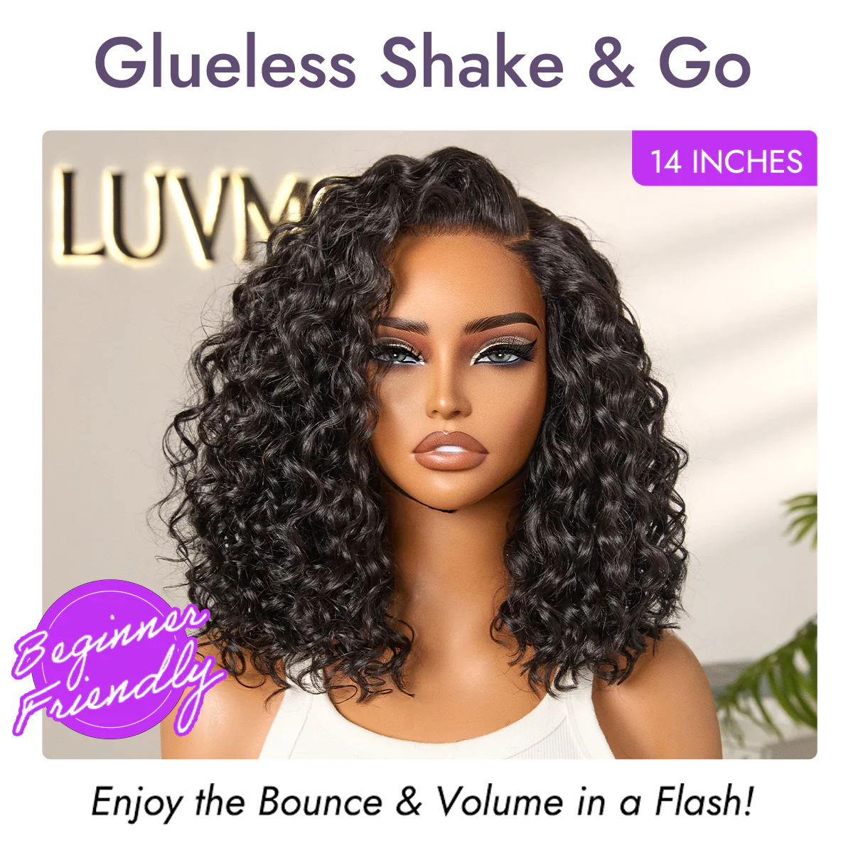 Tiktok Exclusive Deal | Ready to Go Water Wave Short Curly Bob Wig Glueless Minimalist HD Lace Wig Pre-Cut Lace - Image 2