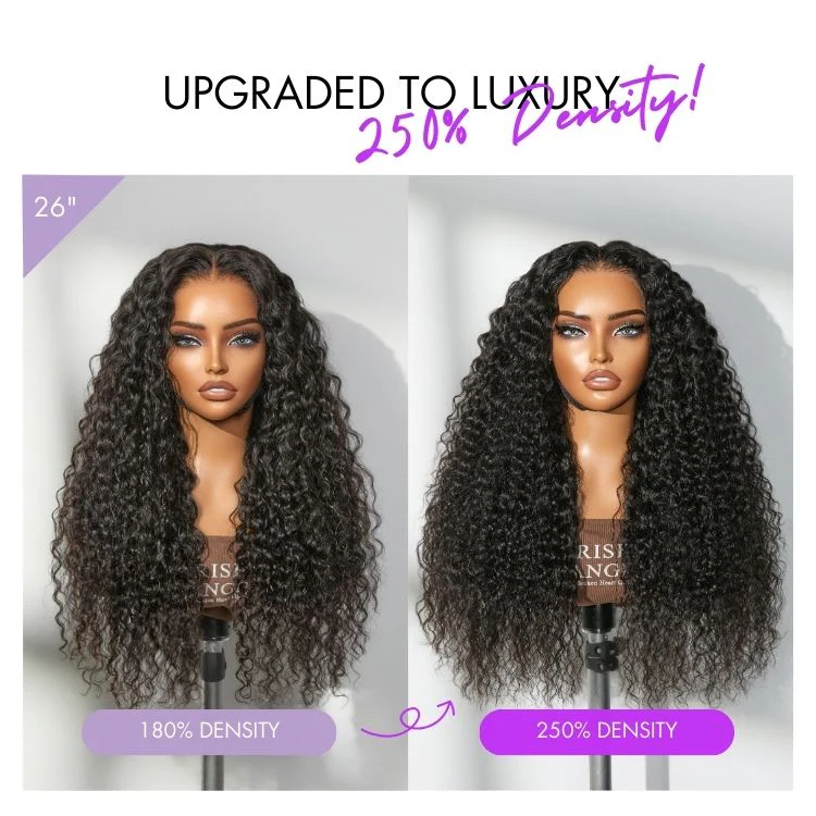 Tiktok Exclusive | PreMax 180% / 250% Density Water Wave Glueless Flexi-Fit Drawstring 13x4 Frontal Lace Fluffy Curly Wig Pre-Cut Lace - Image 7