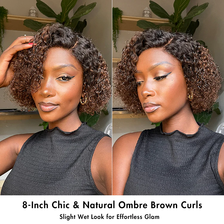 Trendy Short Cut Curly Minimalist HD Lace Glueless Side Part Wig 100% Human Hair Pre-Cut Lace - Image 12