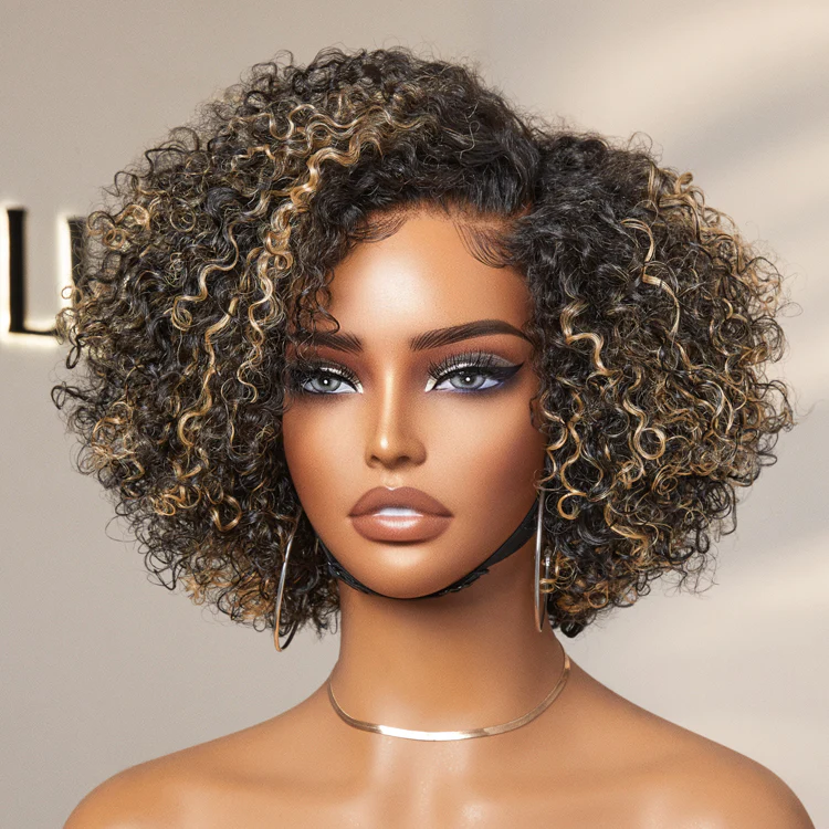 Trendy Short Cut Curly Minimalist HD Lace Glueless Side Part Wig 100% Human Hair Pre-Cut Lace - Image 14