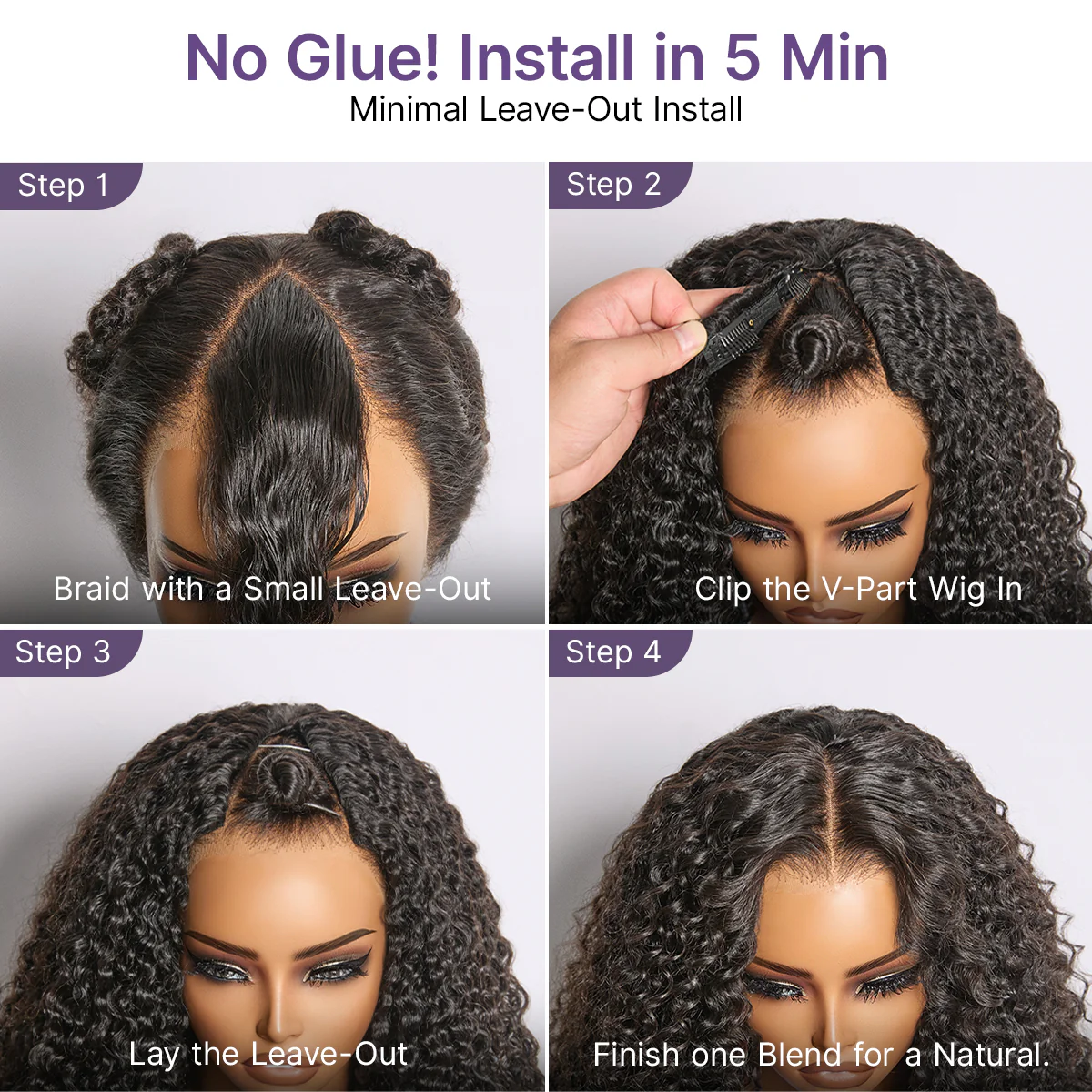 True Scalp Burmese Curly V Part Glueless Human Hair Wig Flexi-Fit Drawstring - Image 10