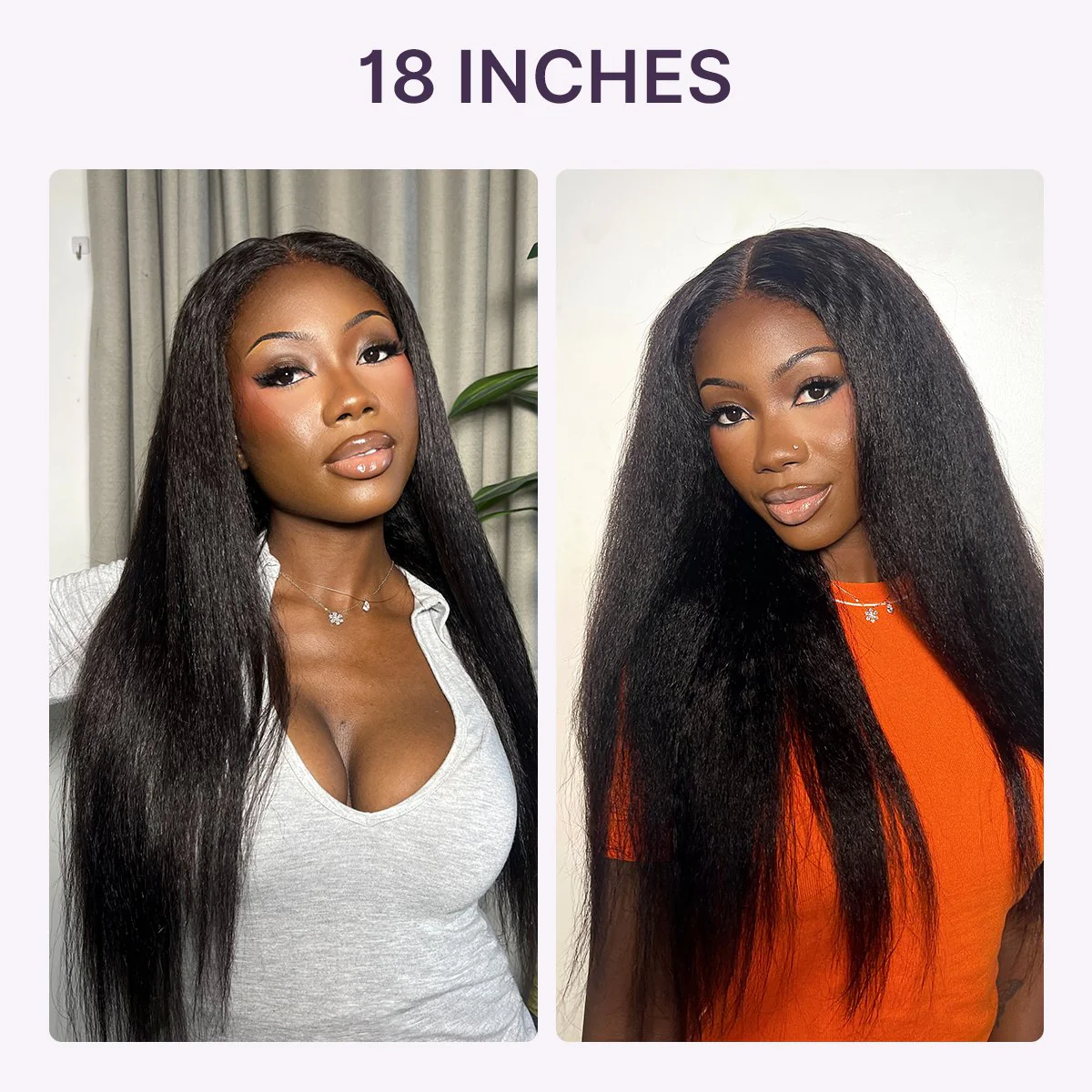 True Scalp Kinky Straight V Part Glueless Human Hair Wig Flexi-Fit Drawstring - Image 3
