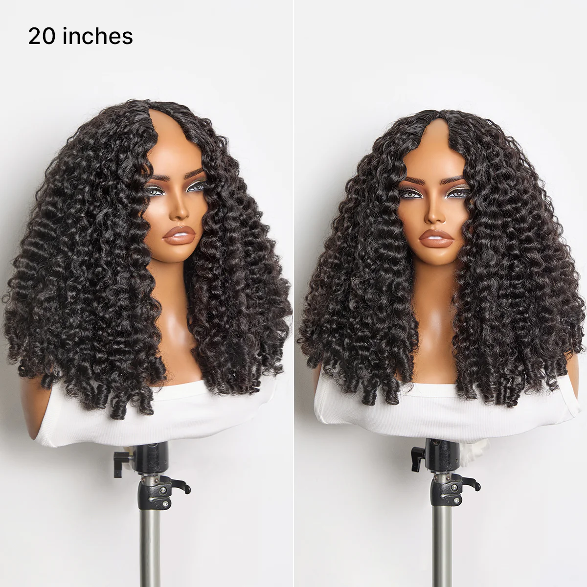 True Scalp V Part 180% Density Burmese Curly Finger Coil Ends Glueless Human Hair Wig with Flexi-Fit Drawstring - Image 8