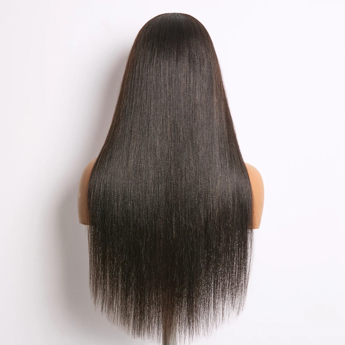 True Scalp Yaki Straight / Kinky Straight V Part Glueless Human Hair Wig Flexi-Fit Drawstring - Image 12