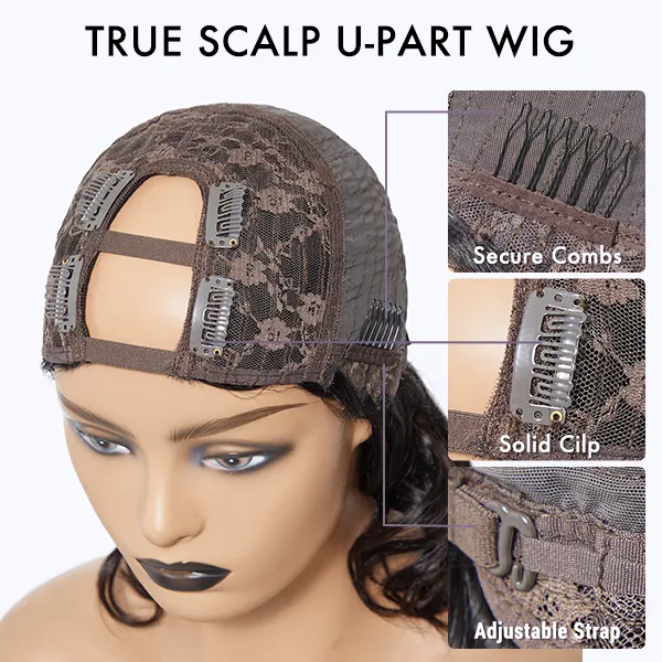Body Wave / Straight / Kinky / Deep Wave Human Hair U Part Wig - Image 6