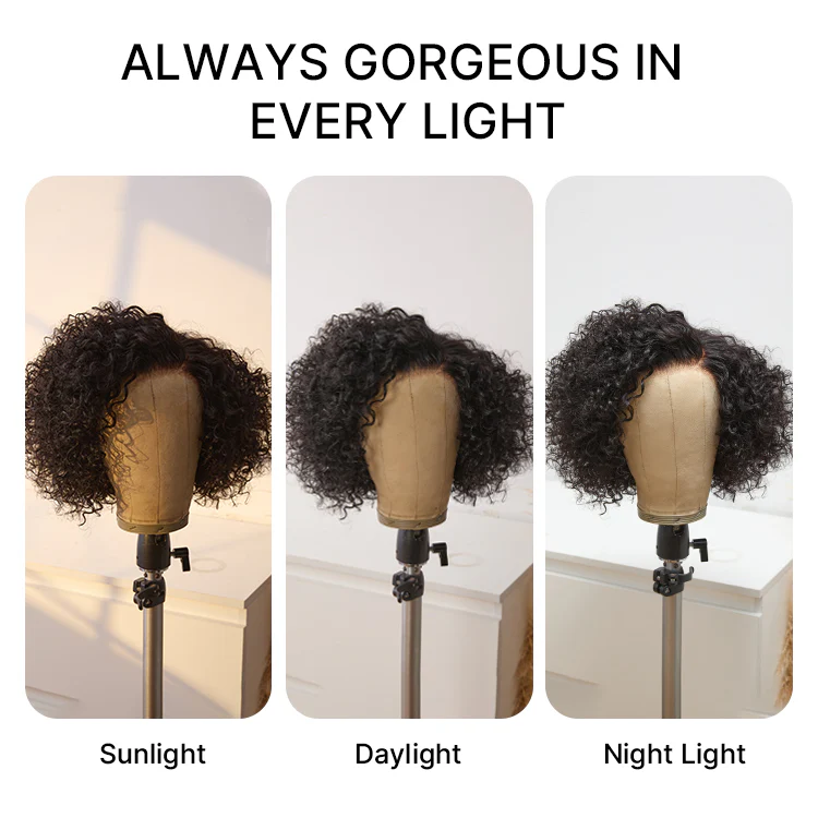 Ultra Natural Slicked Back Short Curly Wig Glueless Ear-to-ear Wide T Lace Front Wig - Image 13