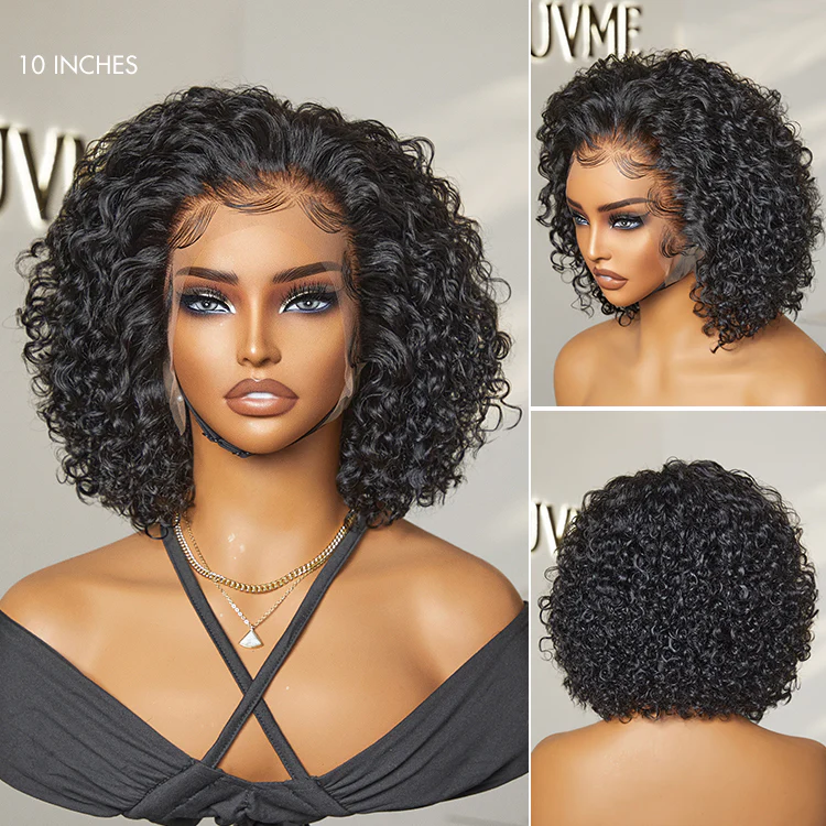 Ultra Natural Slicked Back Short Curly Wig Glueless Ear-to-ear Wide T Lace Front Wig - Image 9