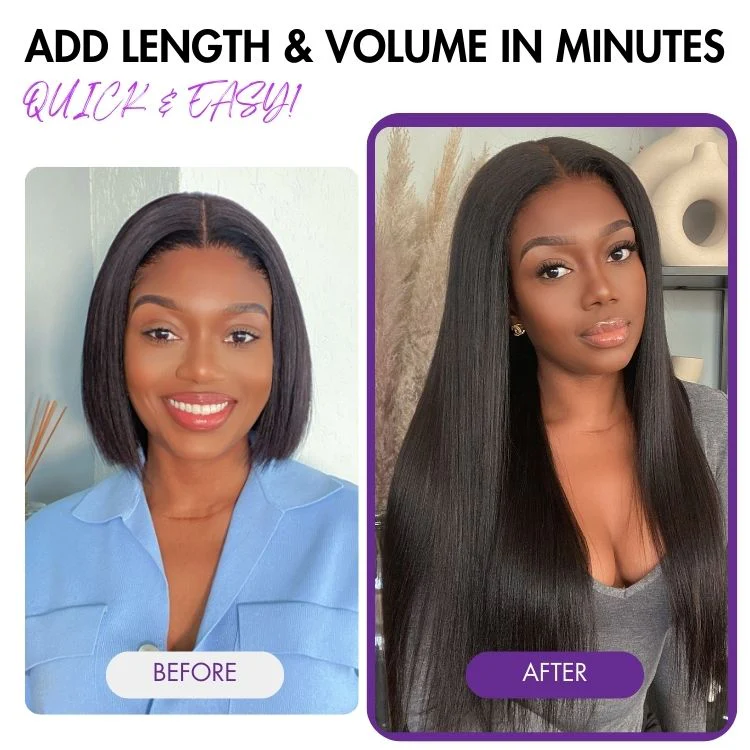 Ultra Natural Seamless Yaki Straight Clip in Extensions Real Human Hair Pieces 135g 9pcs / 7pcs with Free Gift - Limited Offer - Image 4