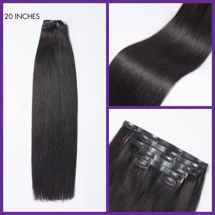 Ultra Natural Seamless Yaki Straight Clip in Extensions Real Human Hair Pieces 135g 9pcs / 7pcs with Free Gift - Limited Offer - Image 5